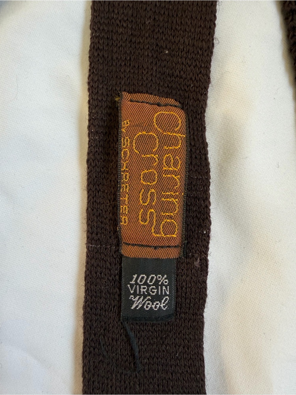 Vintage Charing Cross by Schreter Brown 100% Virgin Wool Knit Skinny Tie - Picture 2 of 6